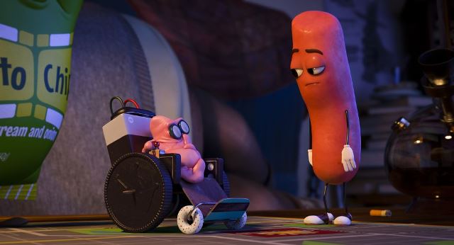 Gum (Scott Diggs Underwood) with Barry (Michael Cera) in Columbia Pictures' SAUSAGE PARTY.